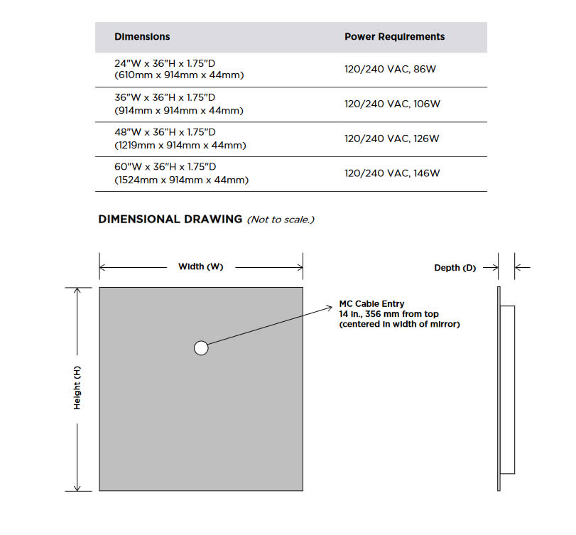 Cordova Unity Backlit Natural-Light LED Mirror with 1-Inch Frosted Continuousl Band - 3 Sizes 48 x 36 x 2