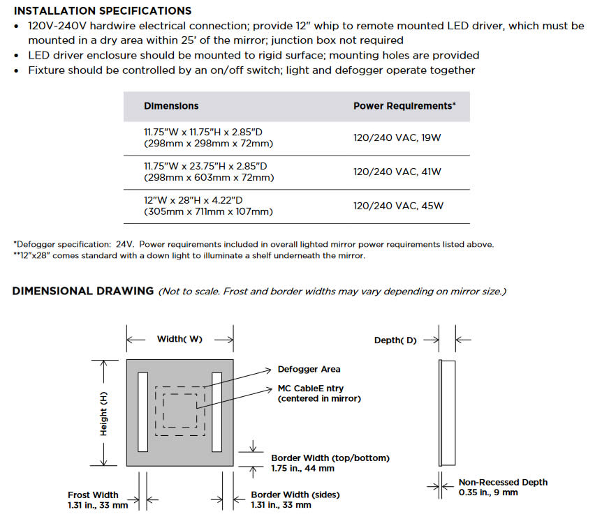 Acclaim Shower Mirror Installation Summary